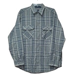 David Taylor‎ Mens Blue Plaid Long Sleeve Flannel Shirt  M Lumberjack Cabincore